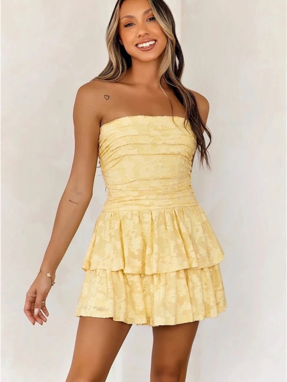 Hello Molly Desert Bloom Strapless Mini Dress Floral Strapless Mini Dress in